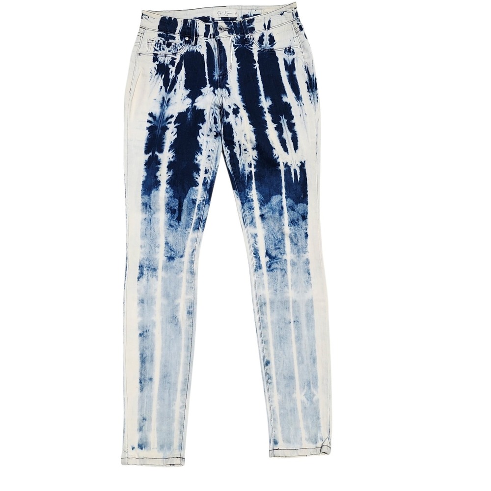 Jessica Simpson Kiss Me Super Skinny Tie Dye Jeans Women's 26 Blue White 26x29
